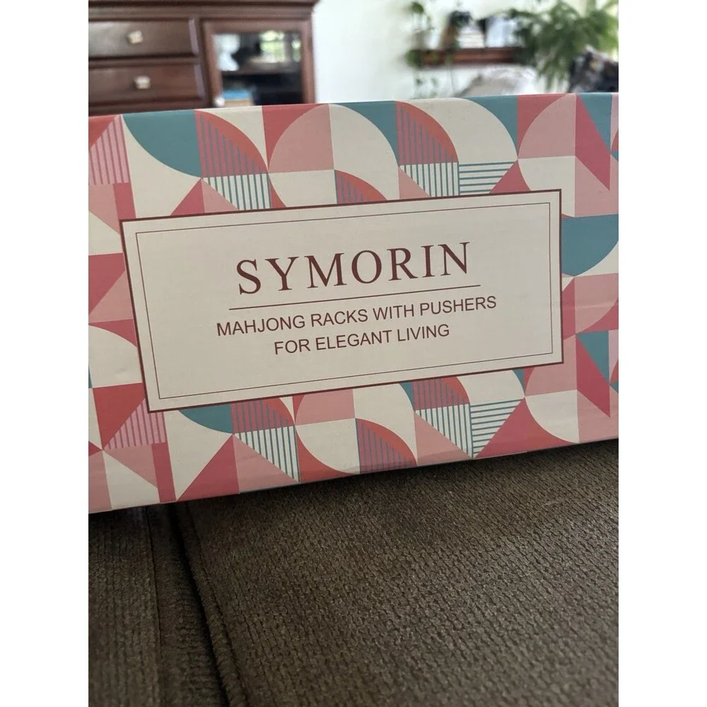 SYMORIN Non-Slip Mahjong Racks with Pushers, 4-Pack Clear Acrylic Open Box